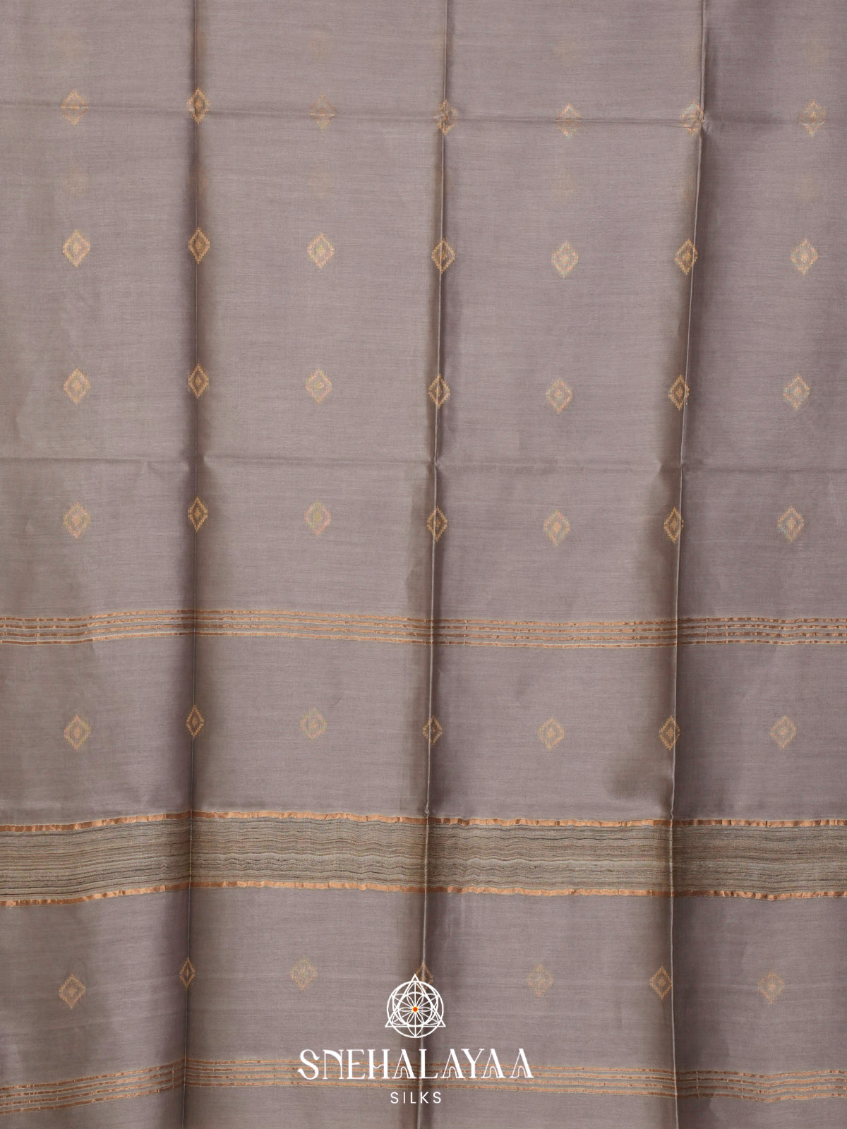 Grey Tussar Silk Saree