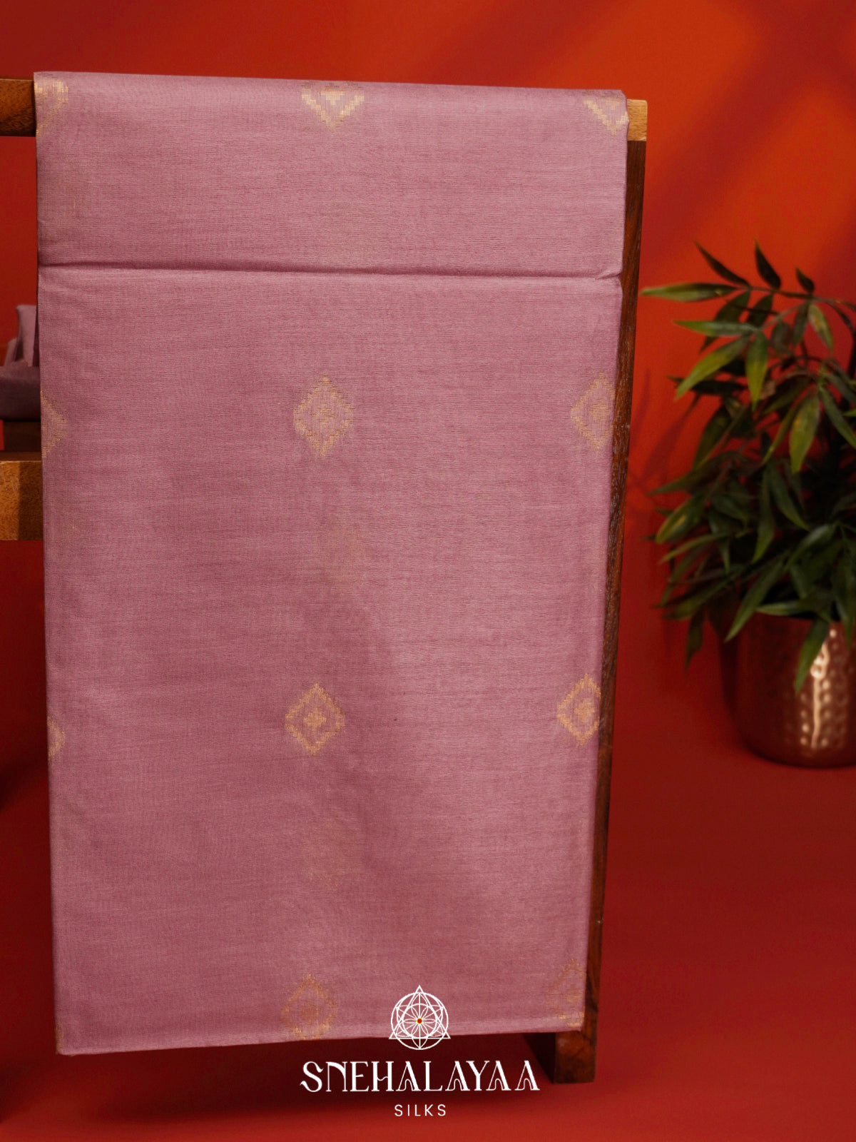 Dusty Mauve Tussar Silk Saree