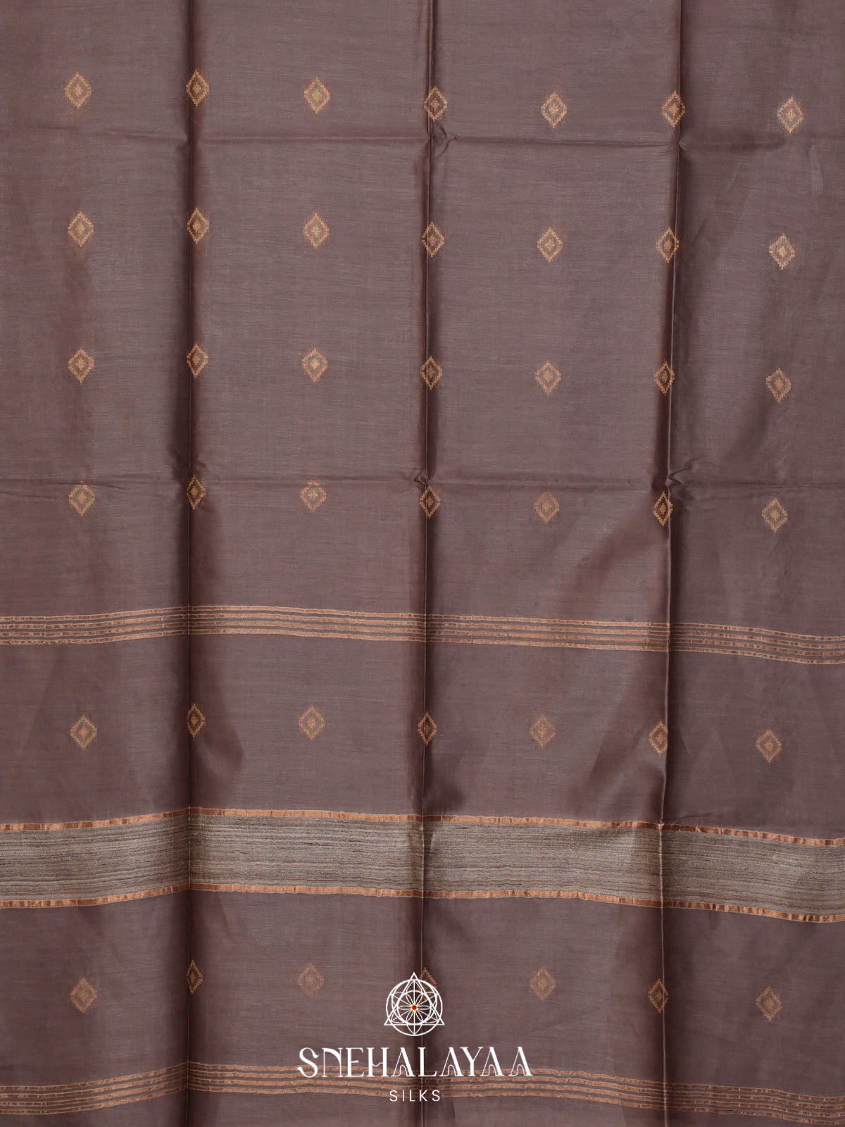 Taupe Tussar Silk Saree