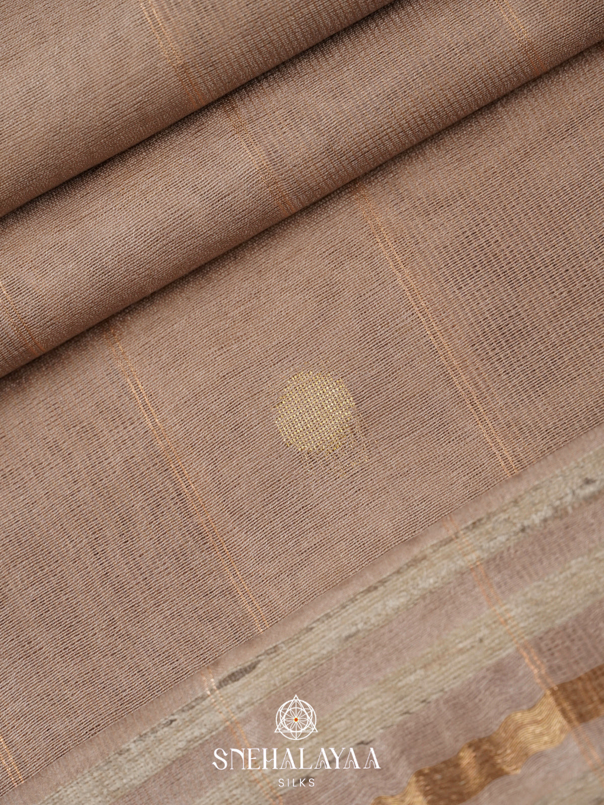 Beige Tussar Silk Saree