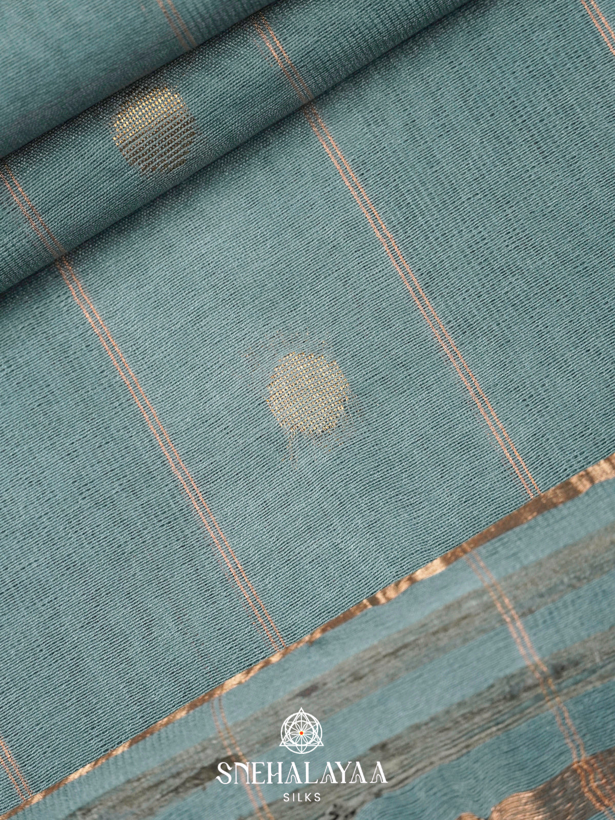 Blue Tussar Silk Saree
