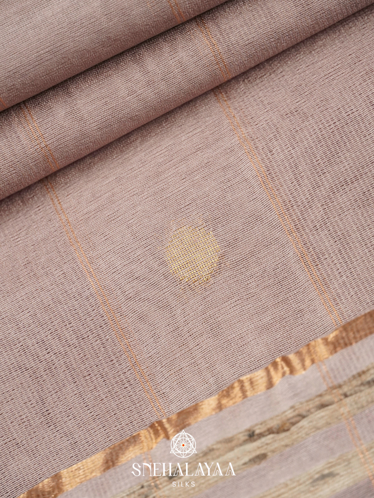 Beige Tussar Silk Saree
