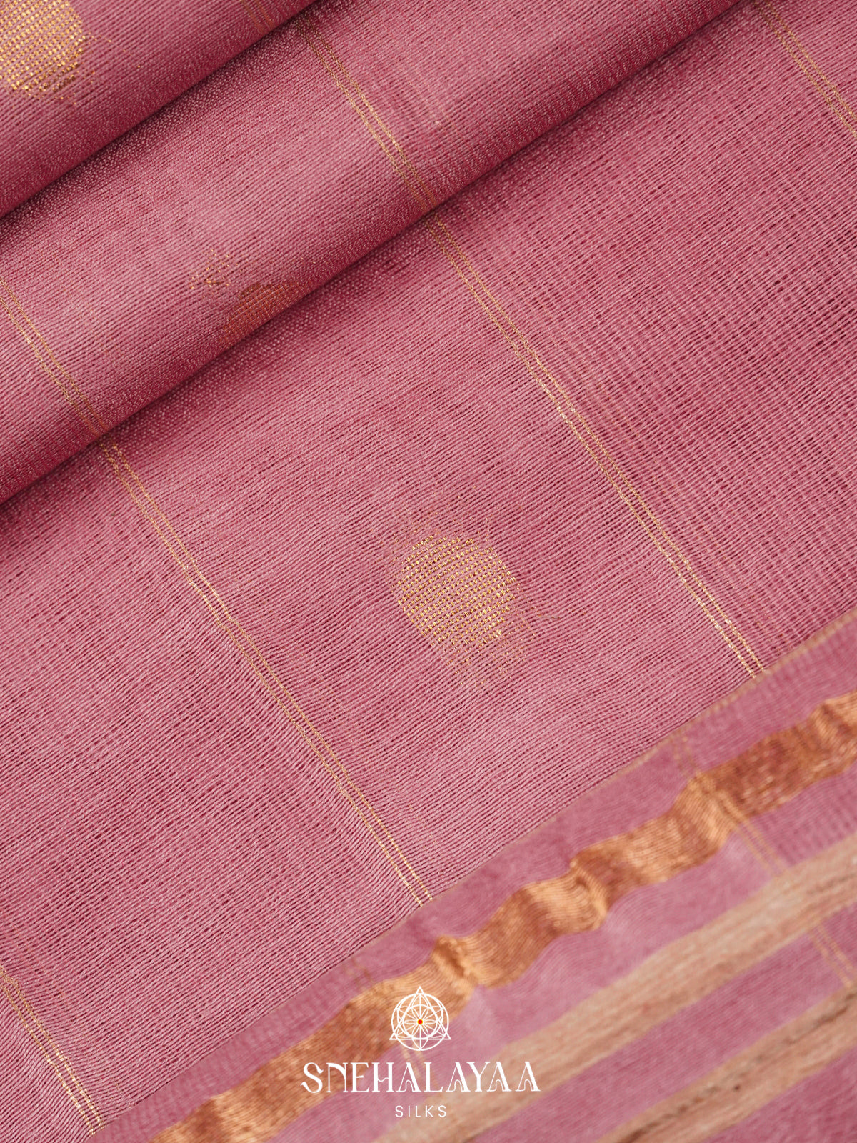 Pink Tussar Silk Saree