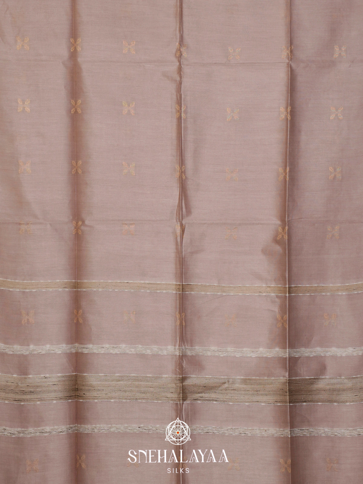 Beige Tussar Silk Saree