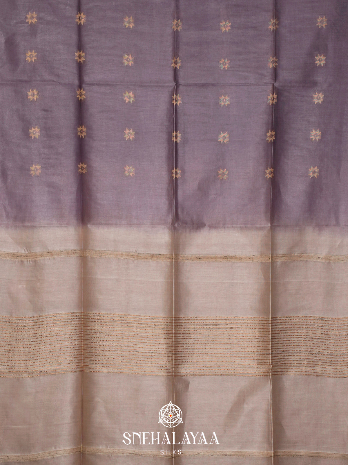 Grey Tussar Silk Saree