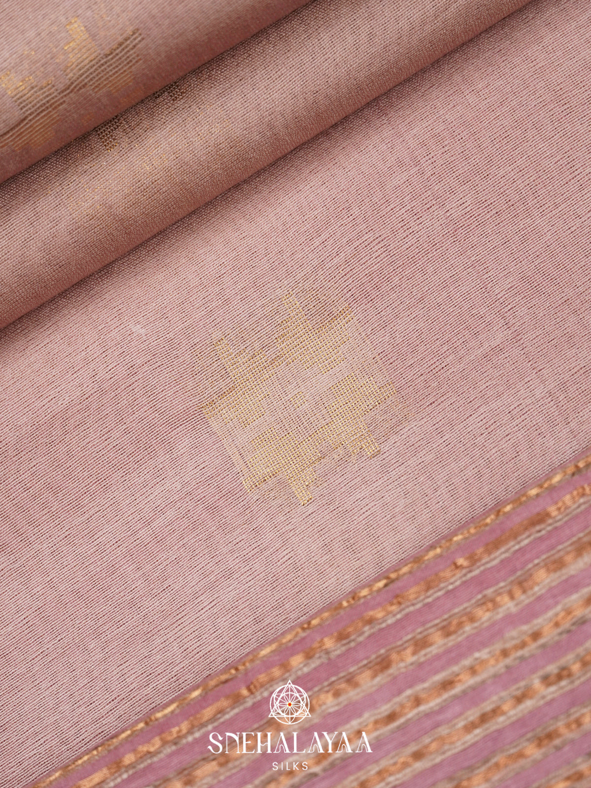 Beige Tussar Silk Saree