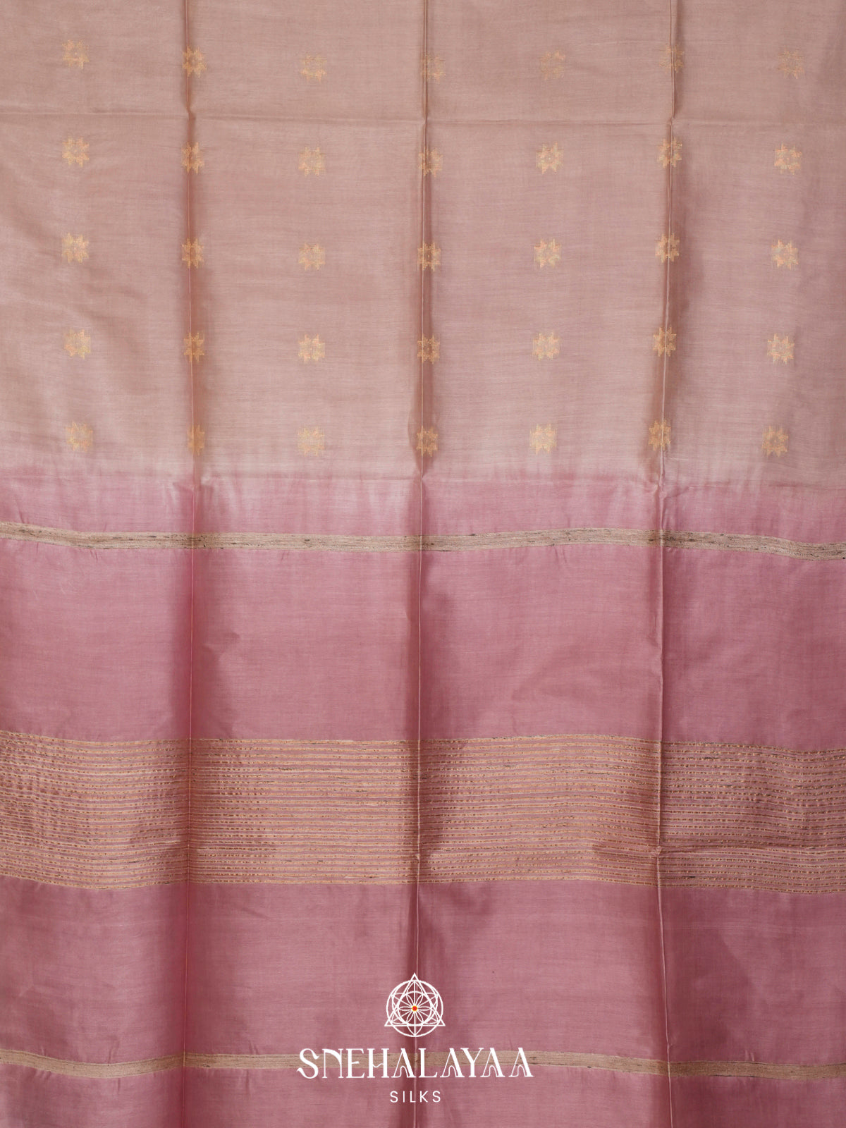Beige Tussar Silk Saree
