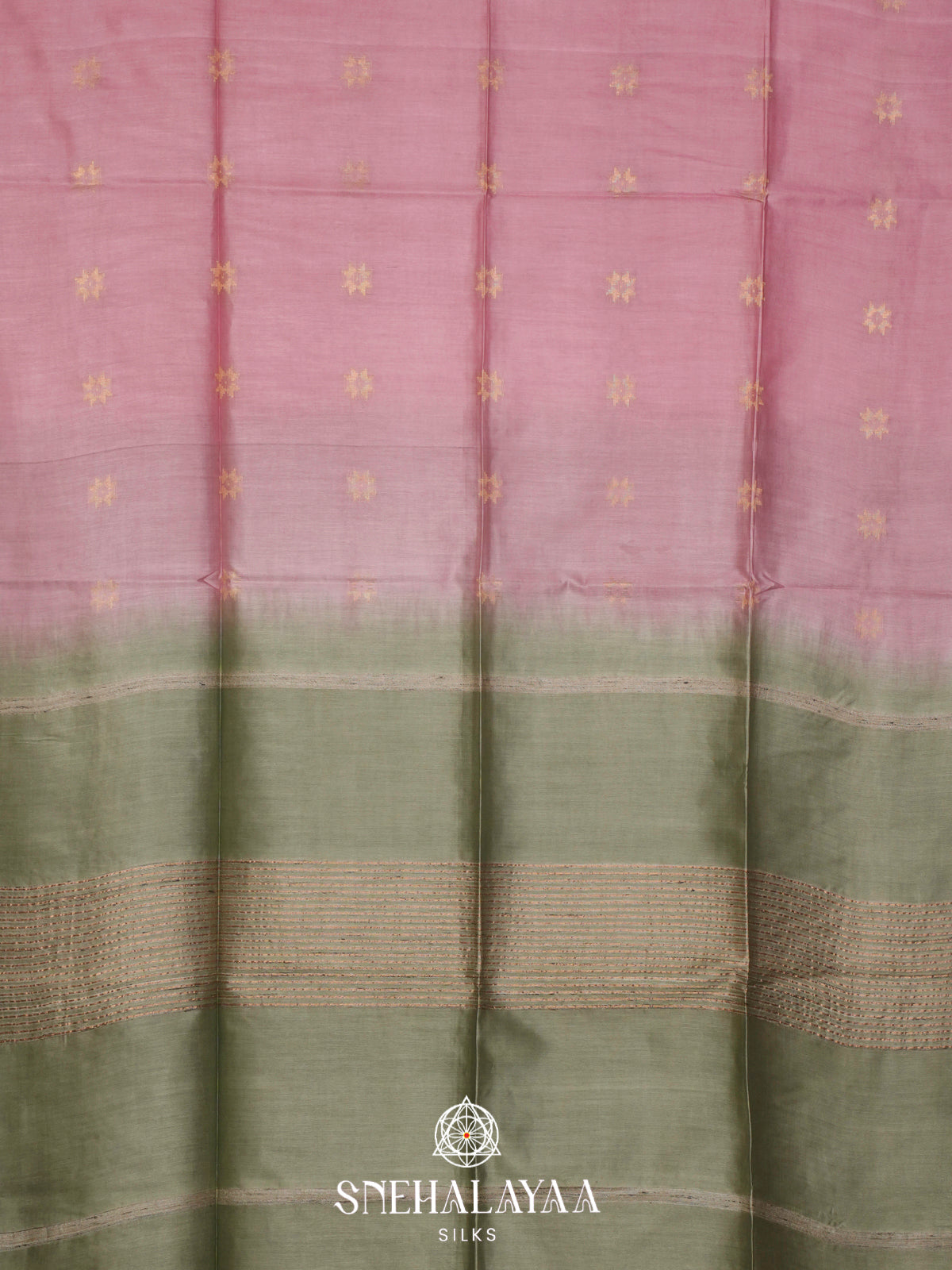 Pink Tussar Silk Saree