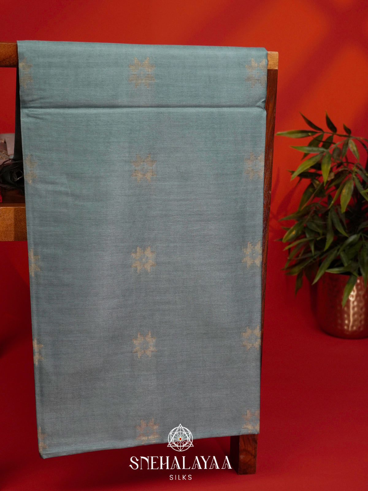 Powder Blue Tussar Silk Saree