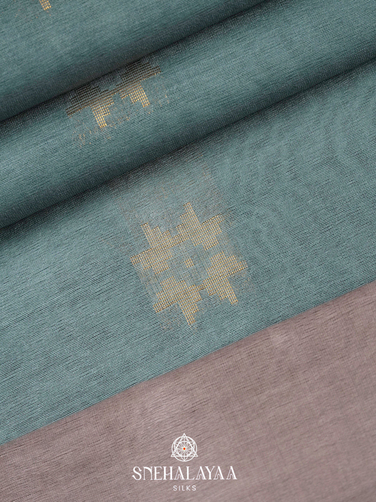 Powder Blue Tussar Silk Saree