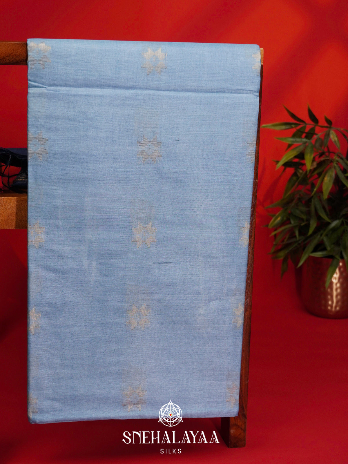 Sky Blue Tussar Silk Saree