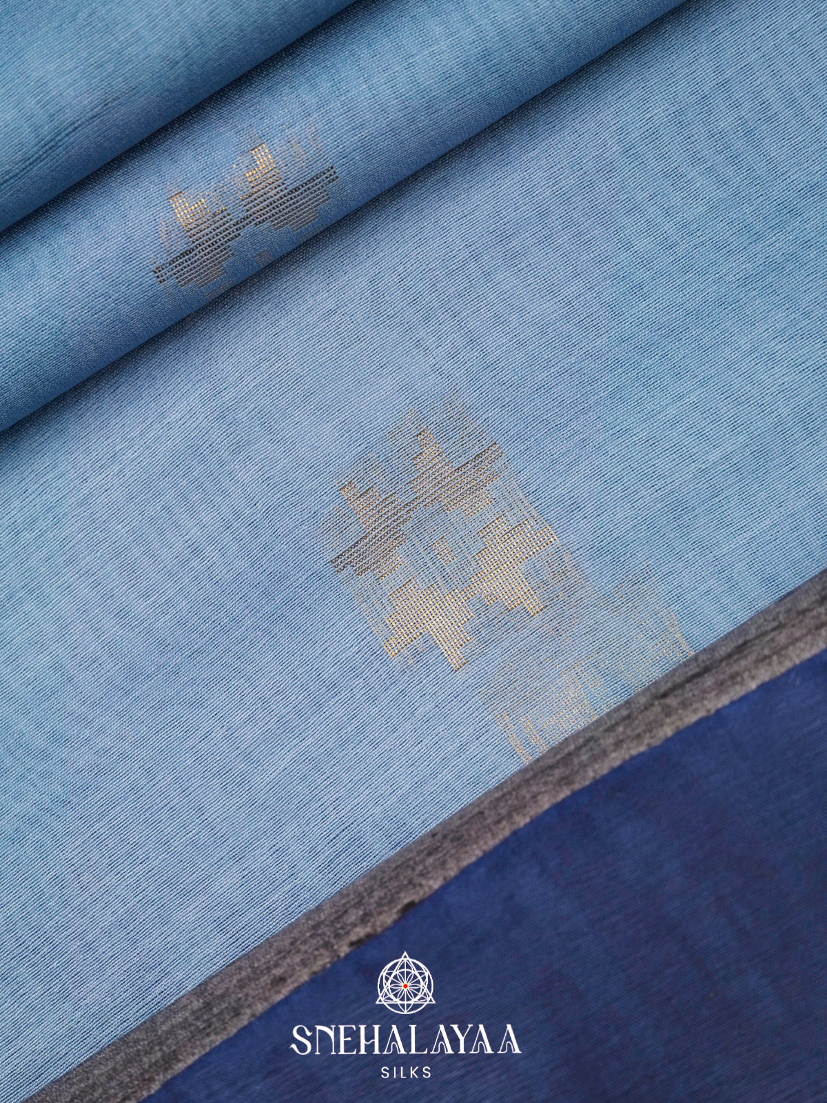 Sky Blue Tussar Silk Saree