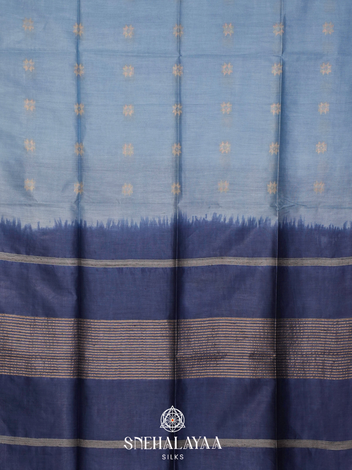 Sky Blue Tussar Silk Saree