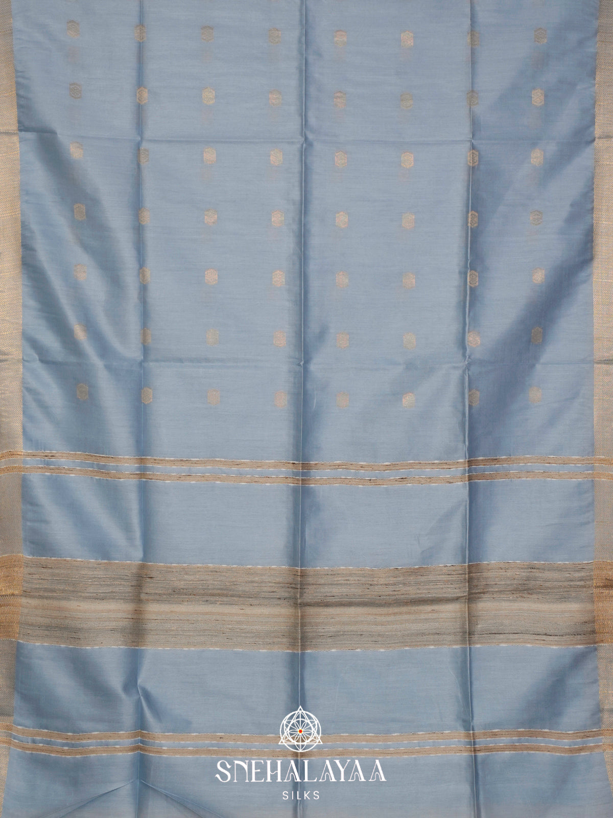Blue Tussar Silk Saree