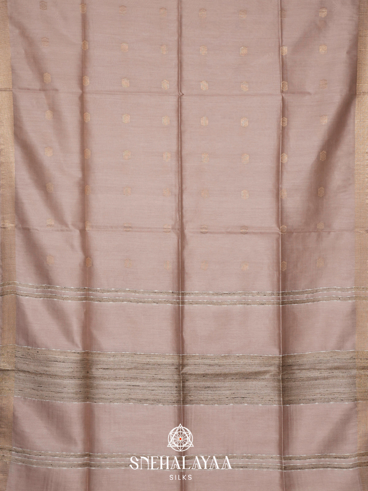 Beige Tussar Silk Saree