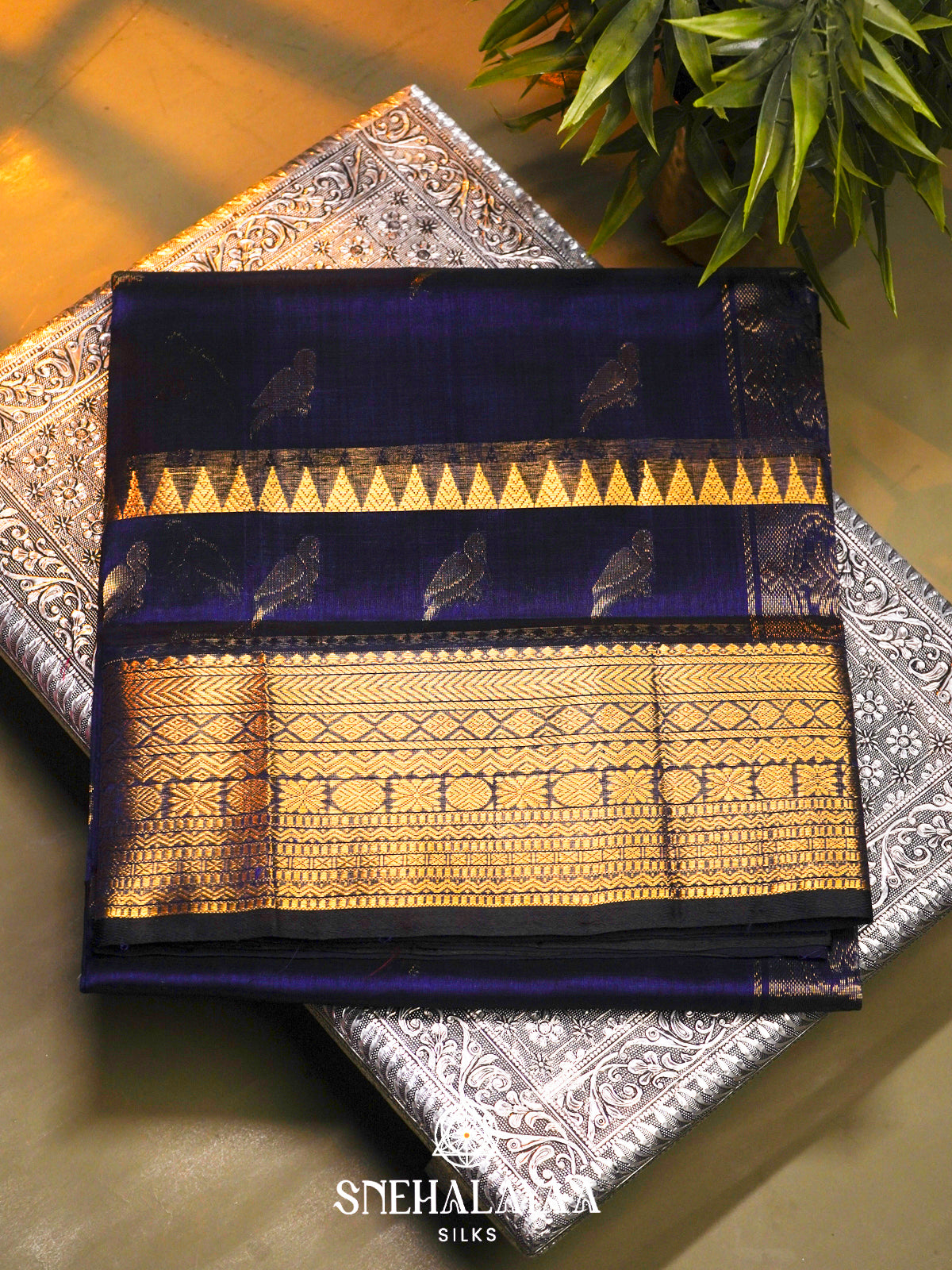 Blue Kanchi Silk Cotton Saree