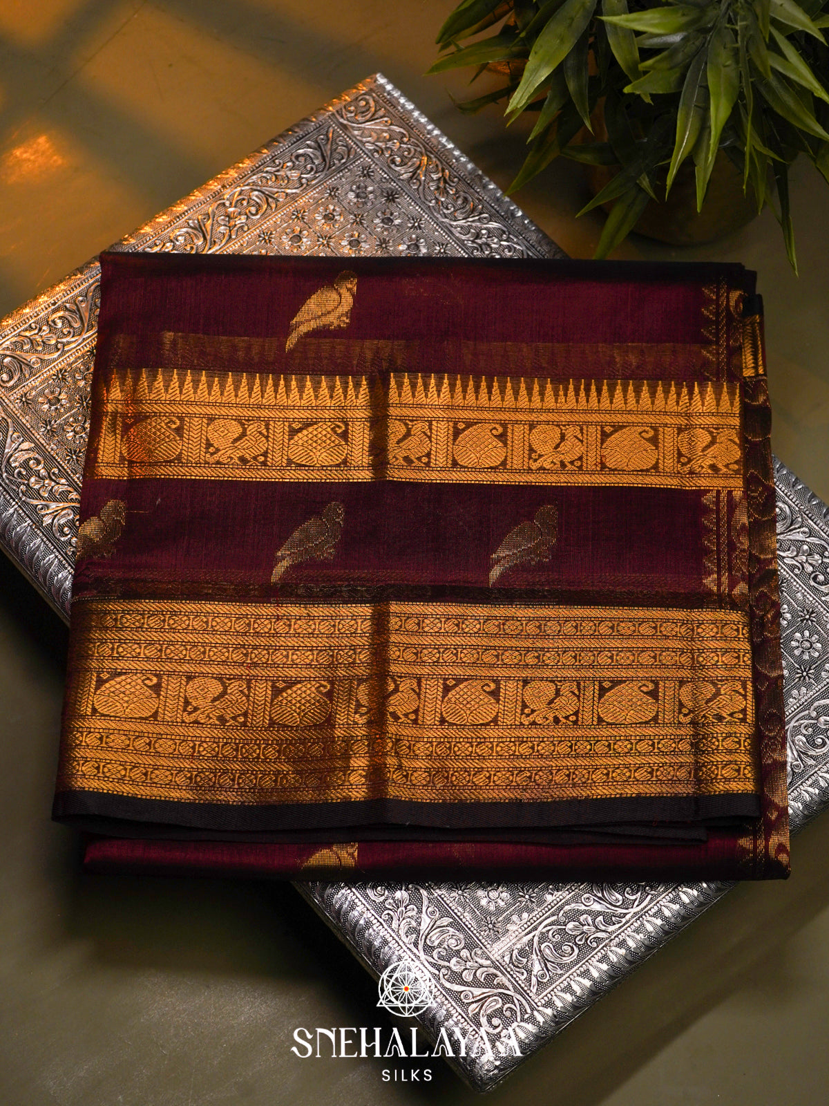 Maroon Kanchi Silk Cotton Saree