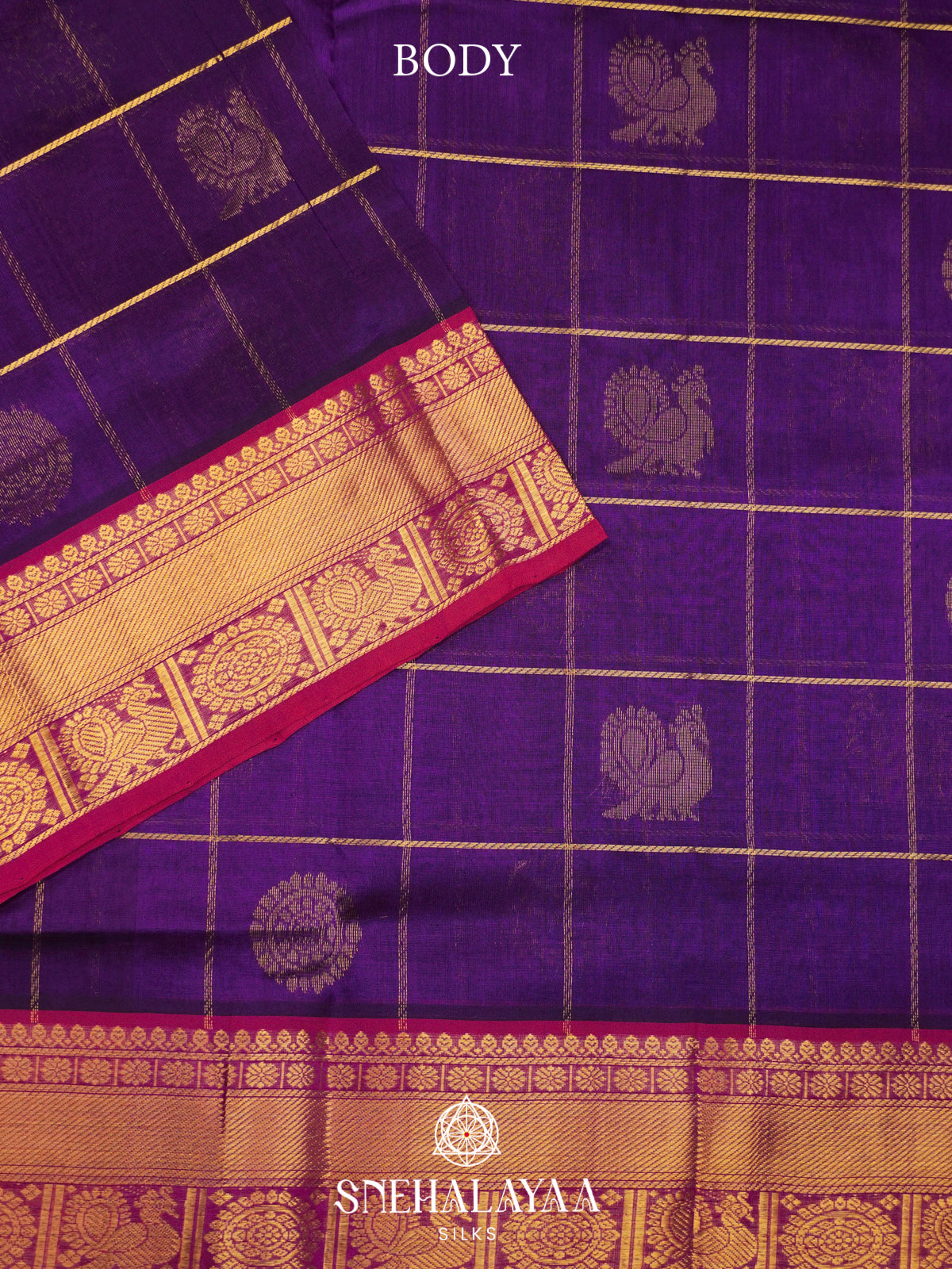 Violet Kanchi Silk Cotton Saree