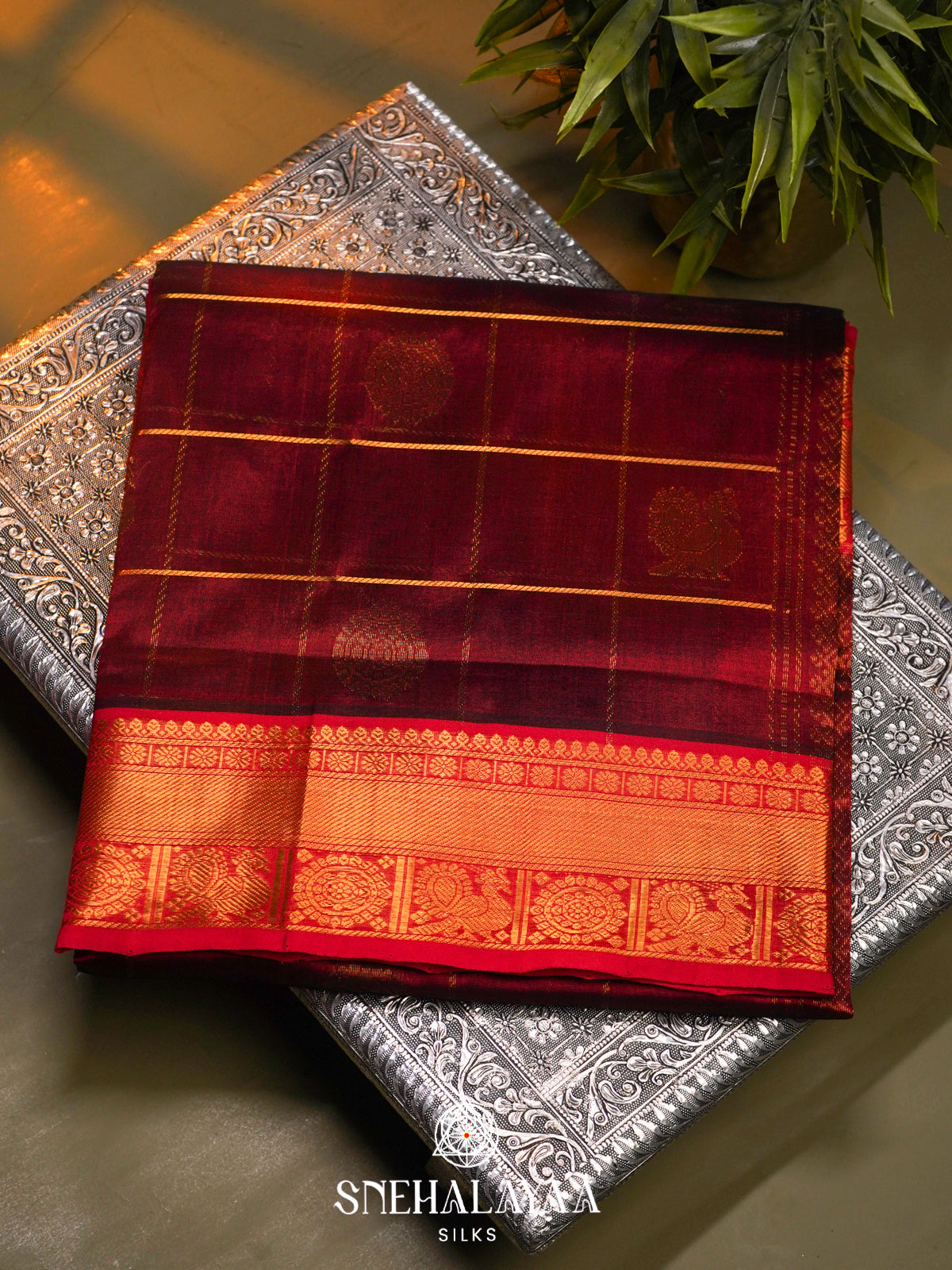 Maroon Kanchi Silk Cotton Saree