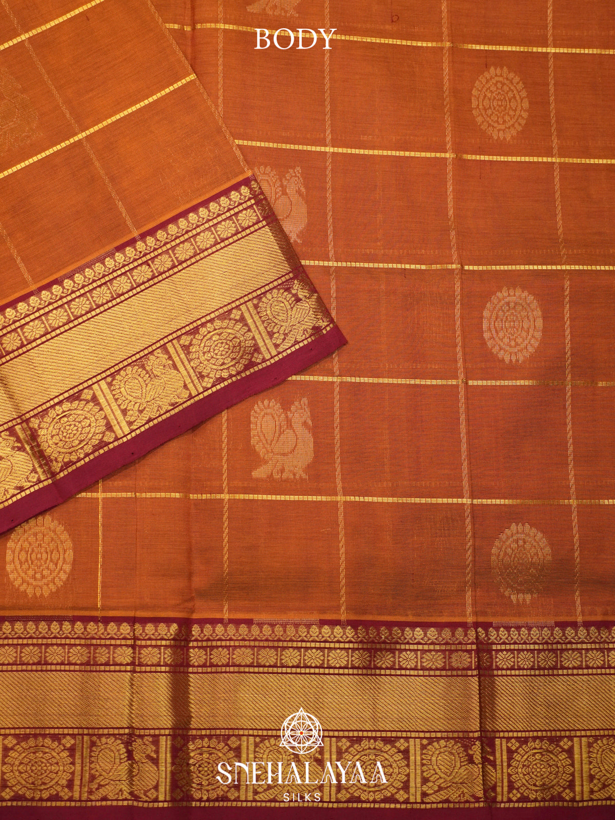 Rust Orange Kanchi Silk Cotton Saree