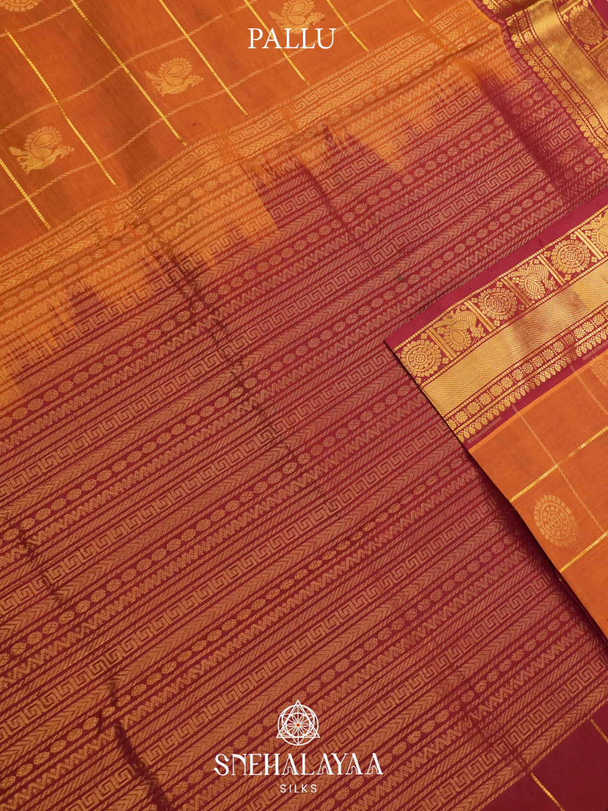 Rust Orange Kanchi Silk Cotton Saree
