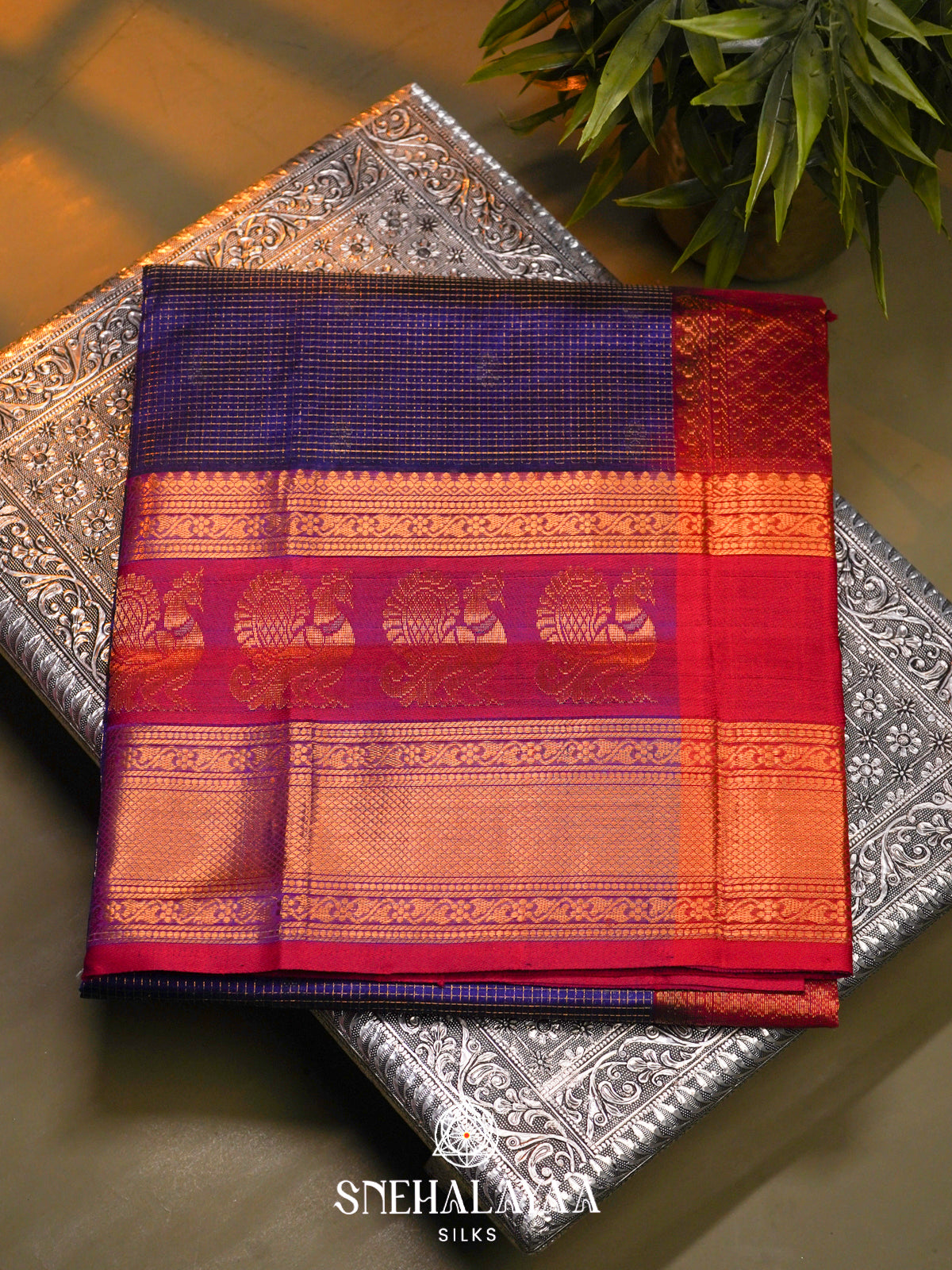 Blue Kanchi Silk Cotton Saree