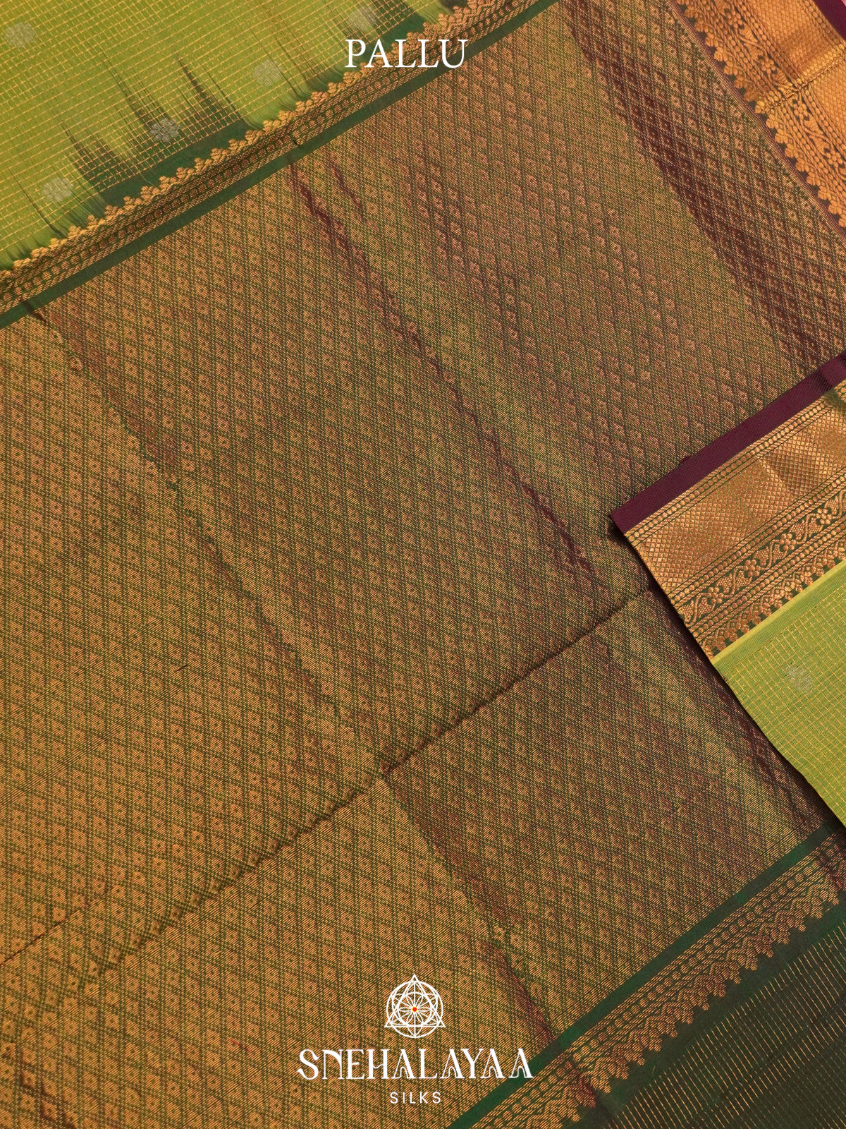Olive Green Kanchi Silk Cotton Saree