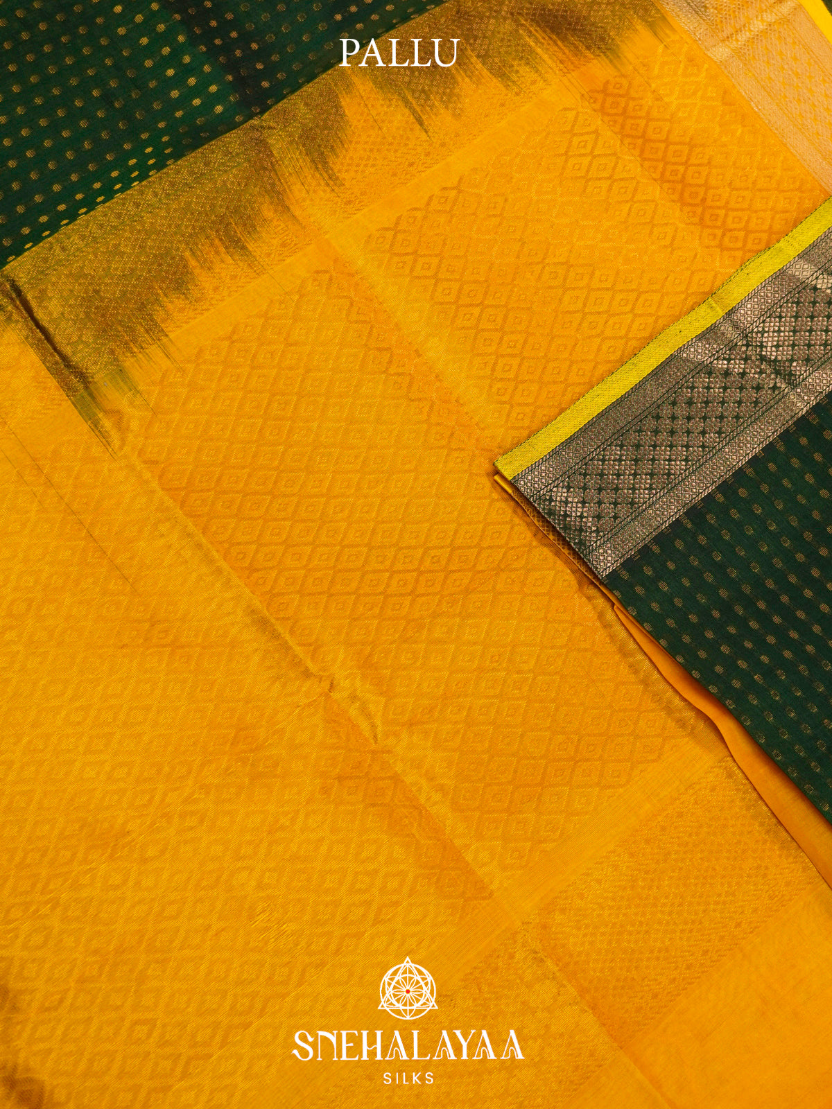 Bottle Green Kanchi Silk Cotton Saree