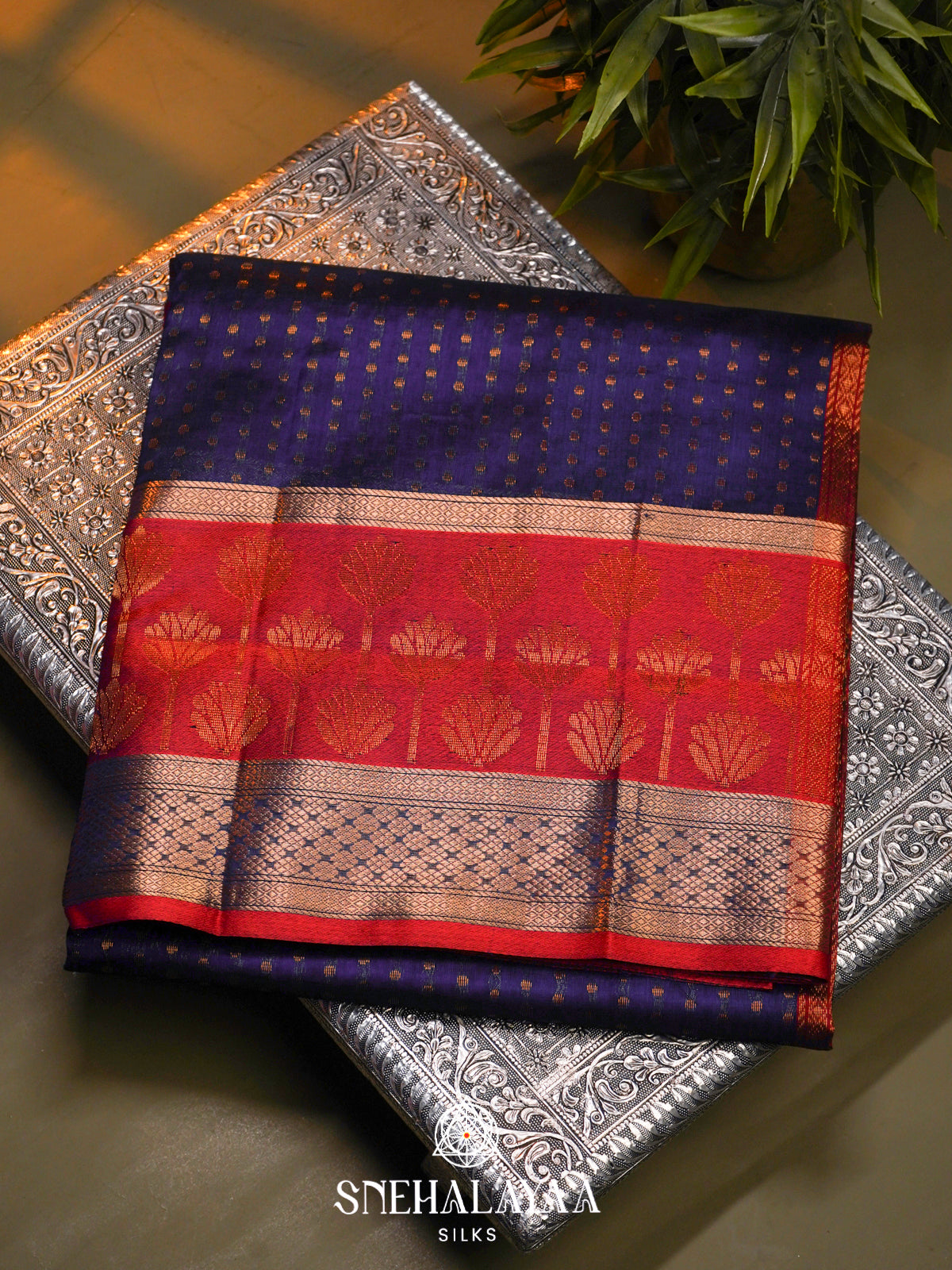 Blue Kanchi Silk Cotton Saree