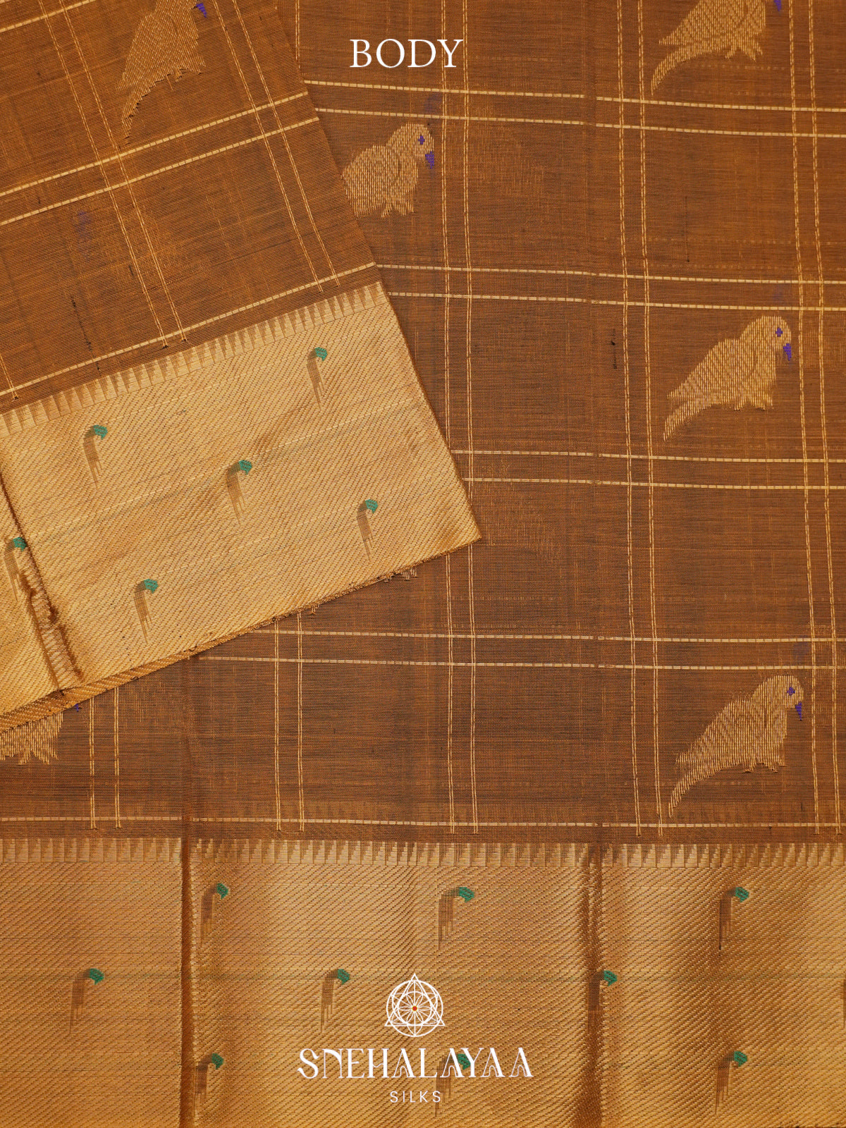 Brown Kanchi Silk Cotton Saree