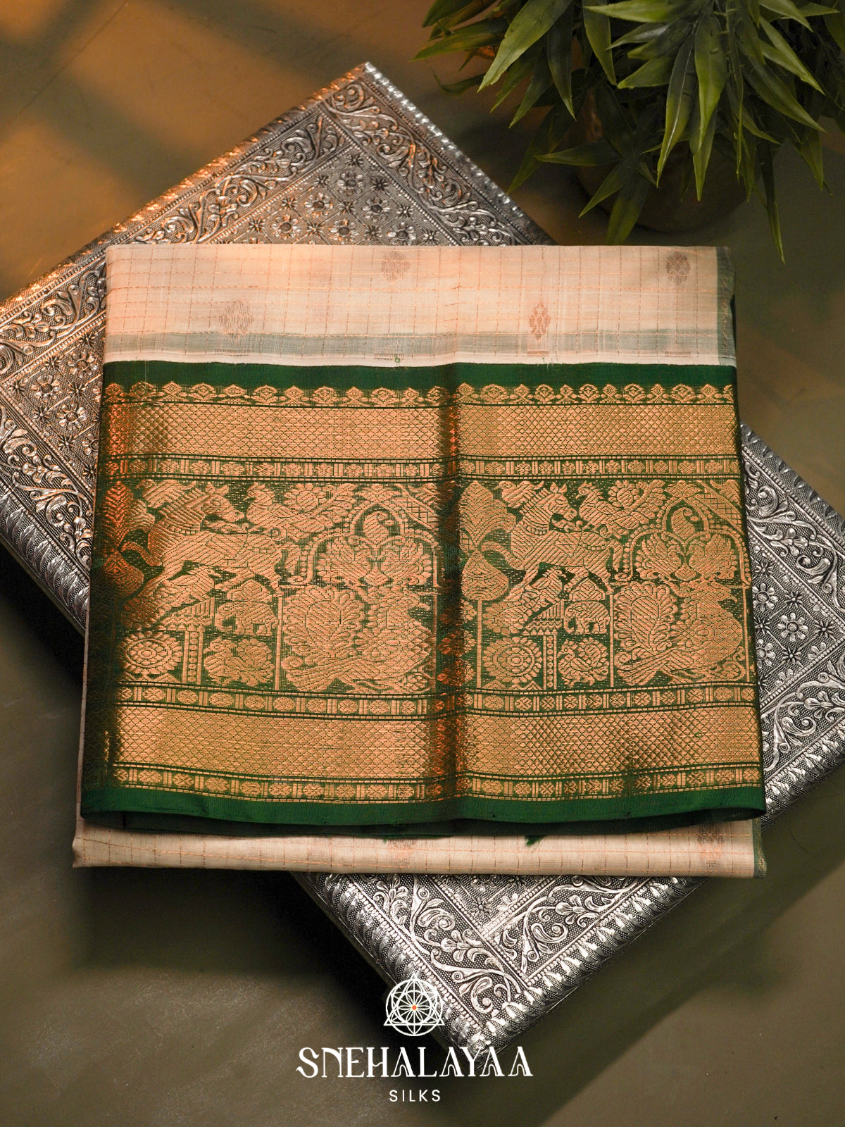 Off white Kanchi Silk Cotton Saree