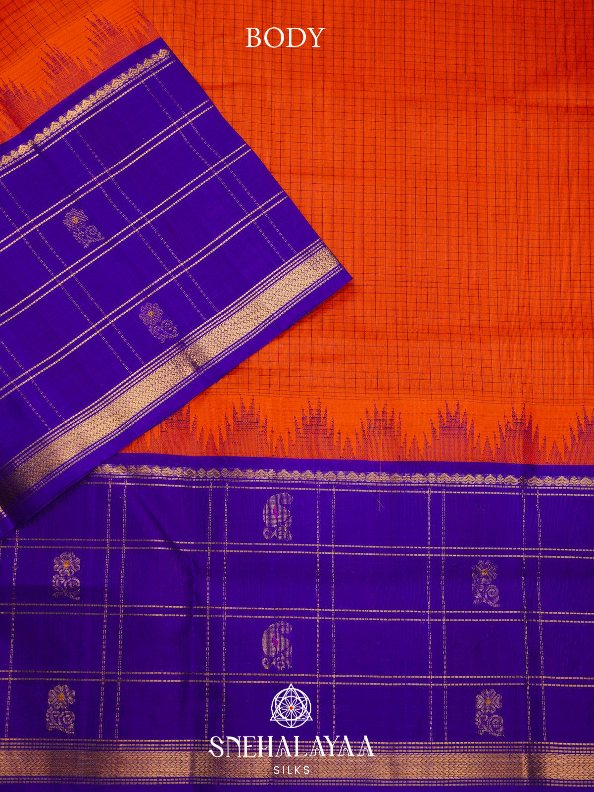 Orange Kanchi Silk Cotton Saree