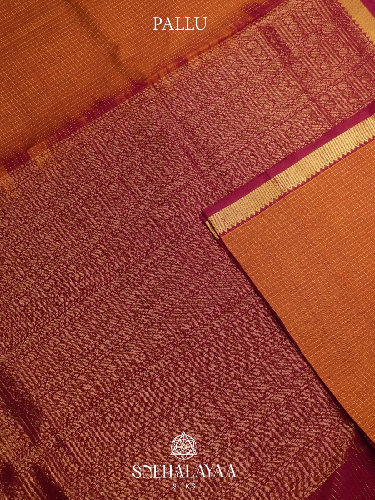Copper  Kanchi Silk Cotton Saree