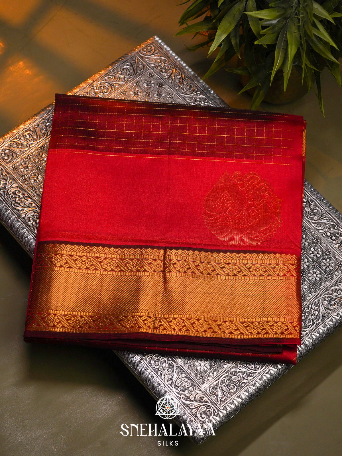 Maroon Kanchi Silk Cotton Saree