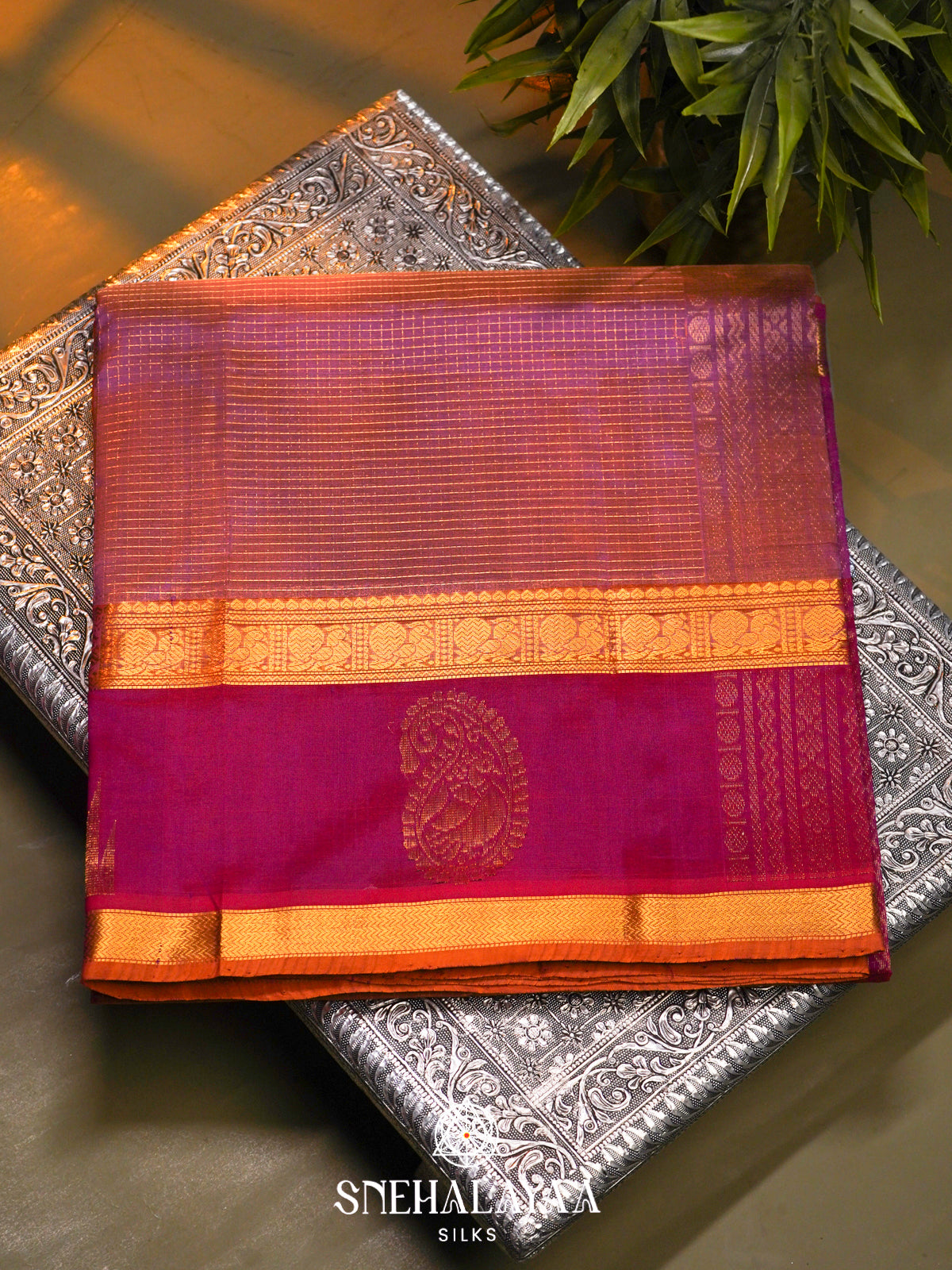Lavender Kanchi Silk Cotton Saree