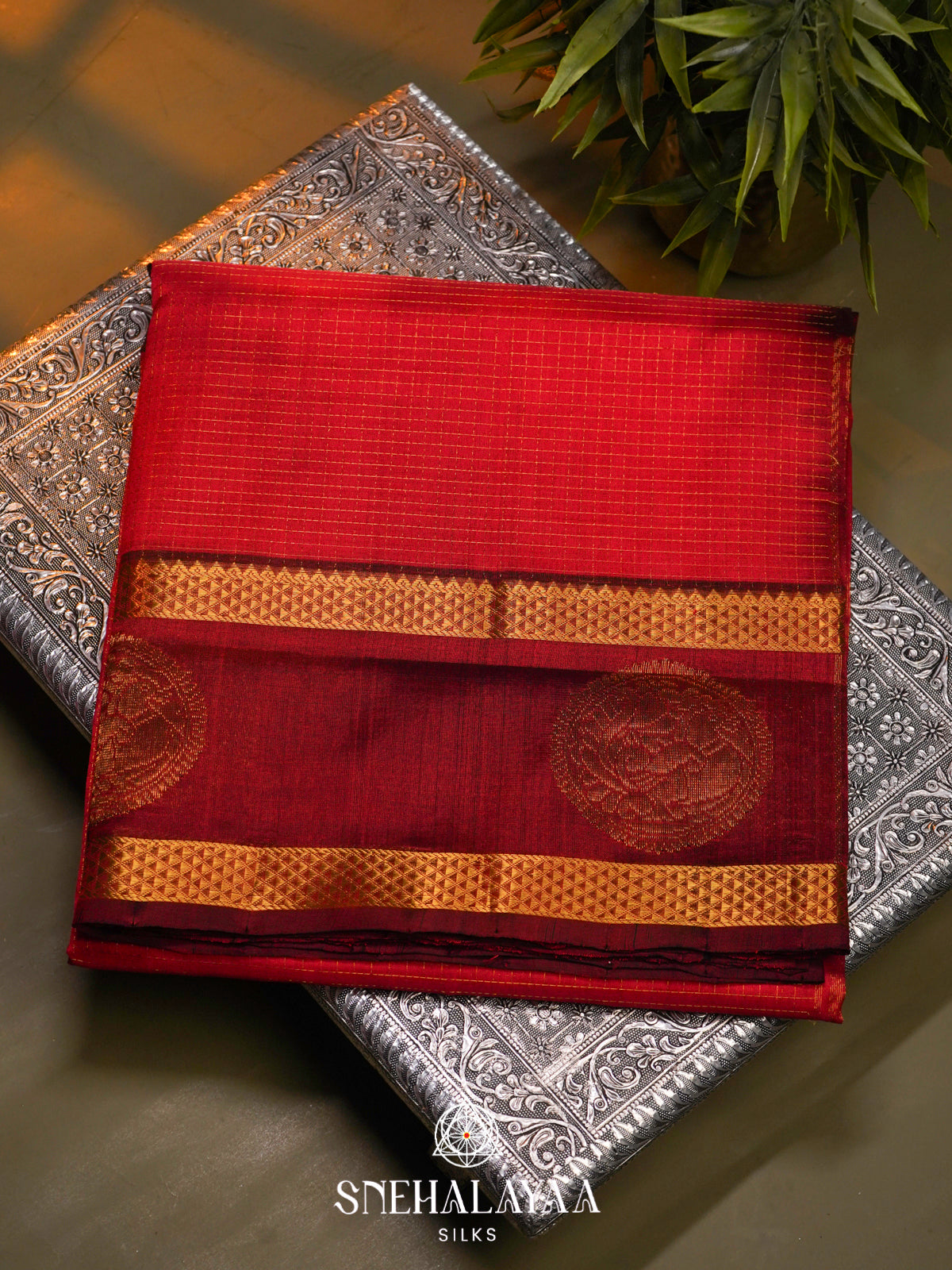 Red Kanchi Silk Cotton Saree