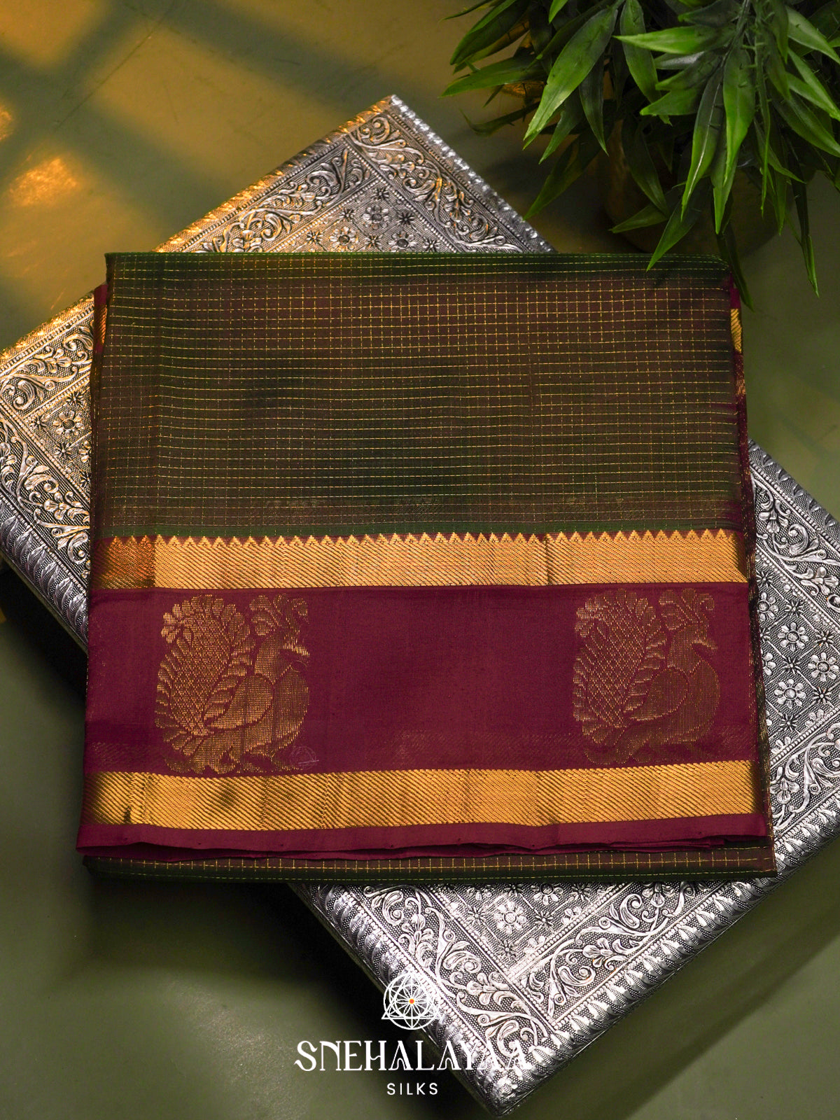 Mehendi Green Kanchi Silk Cotton Saree