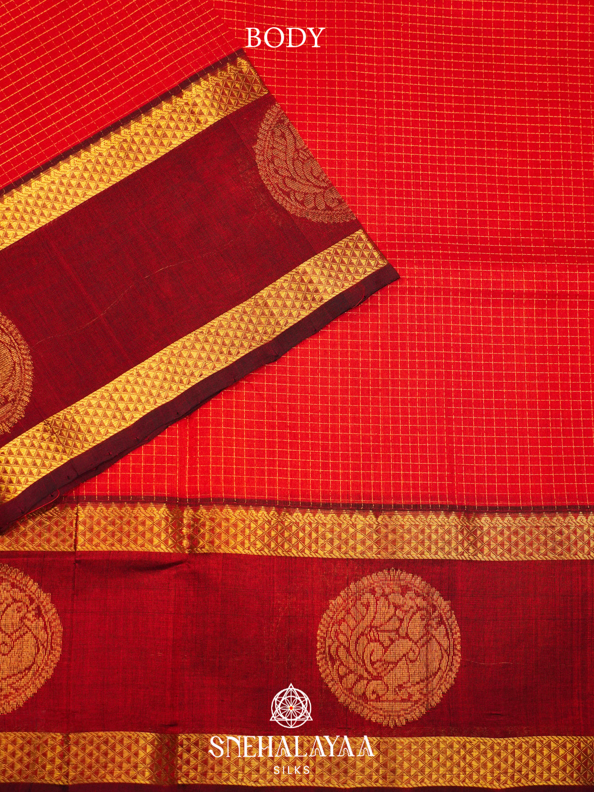 Orange Kanchi Silk Cotton Saree