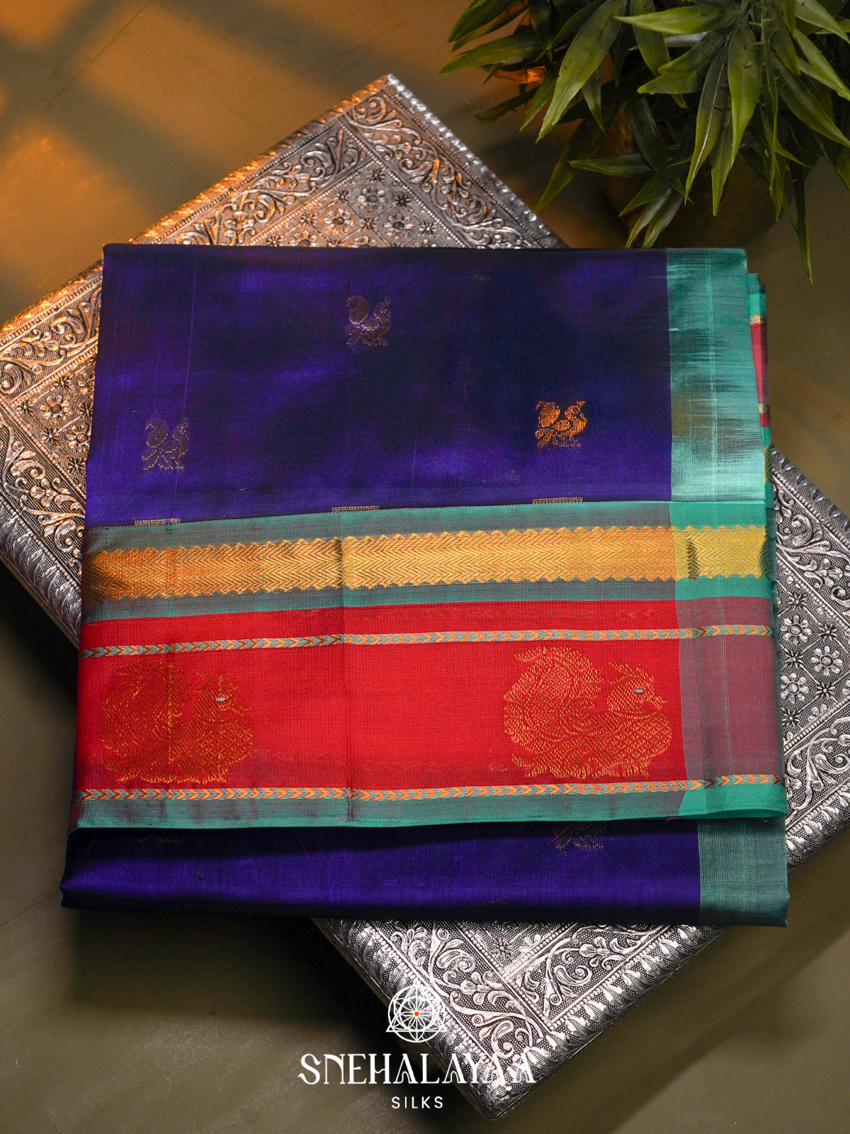 Blue Kanchi Silk Cotton Saree