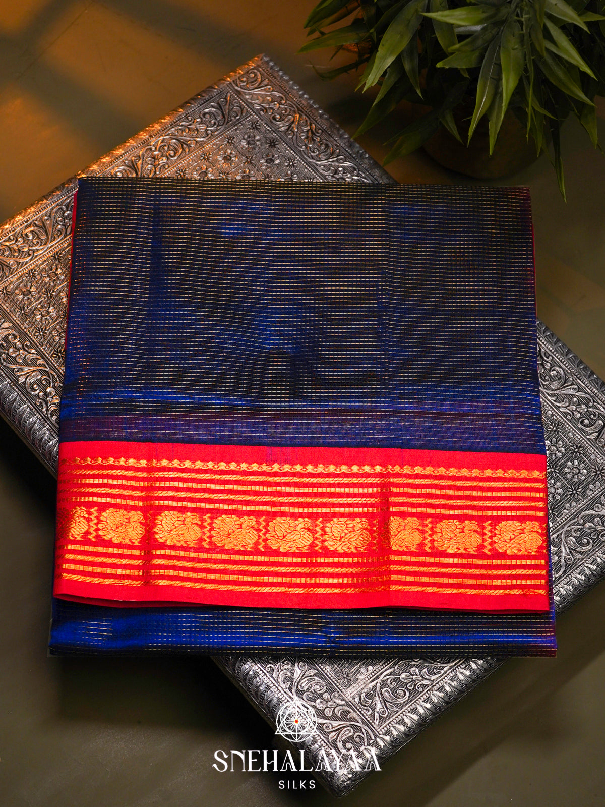 Blue Kanchi Silk Cotton Saree