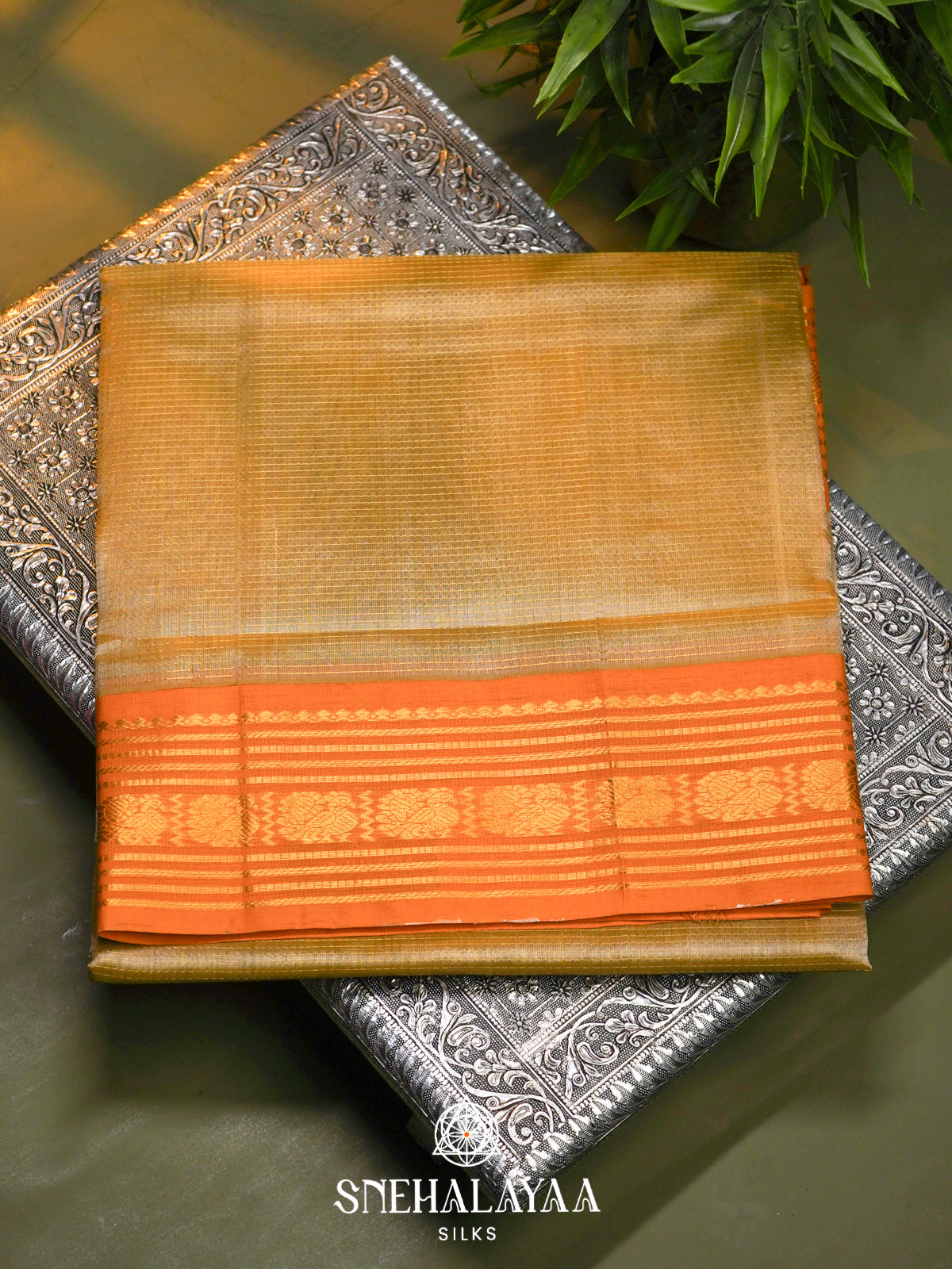 Golden Yellow Kanchi Silk Cotton Saree