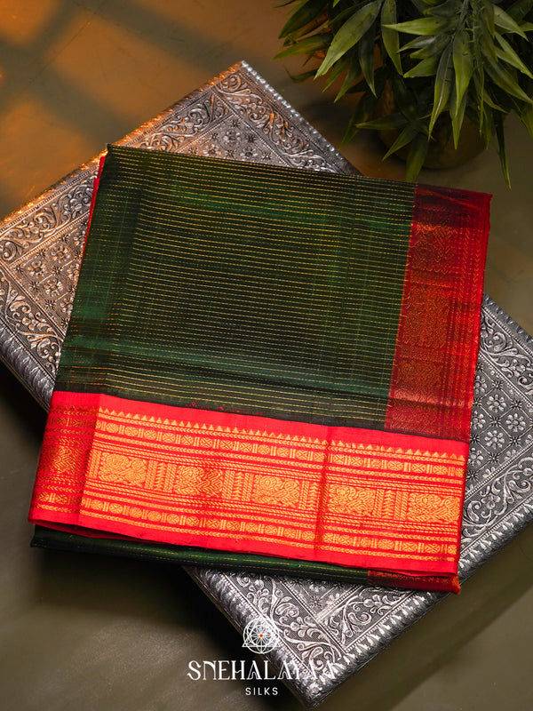 Bottle Green Kanchi Silk Cotton Saree
