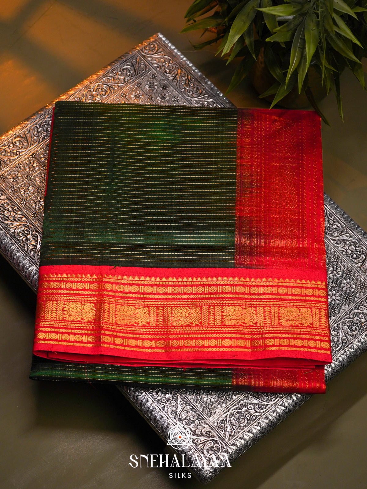 Bottle Green Kanchi Silk Cotton Saree