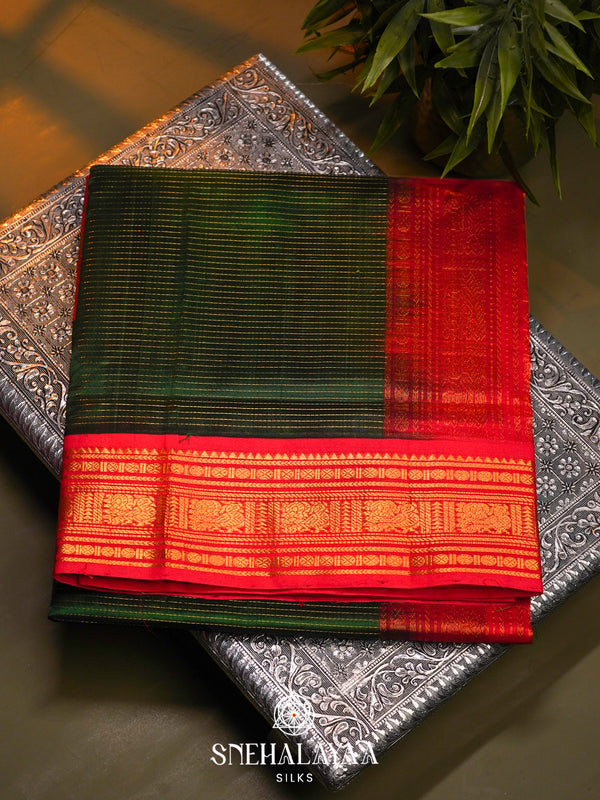 Bottle Green Kanchi Silk Cotton Saree