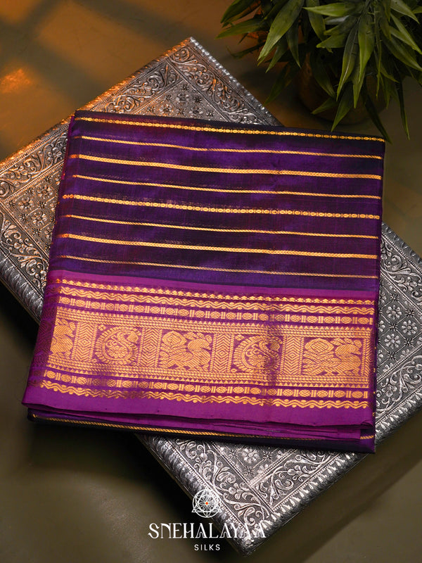 Violet Kanchi Silk Cotton Saree
