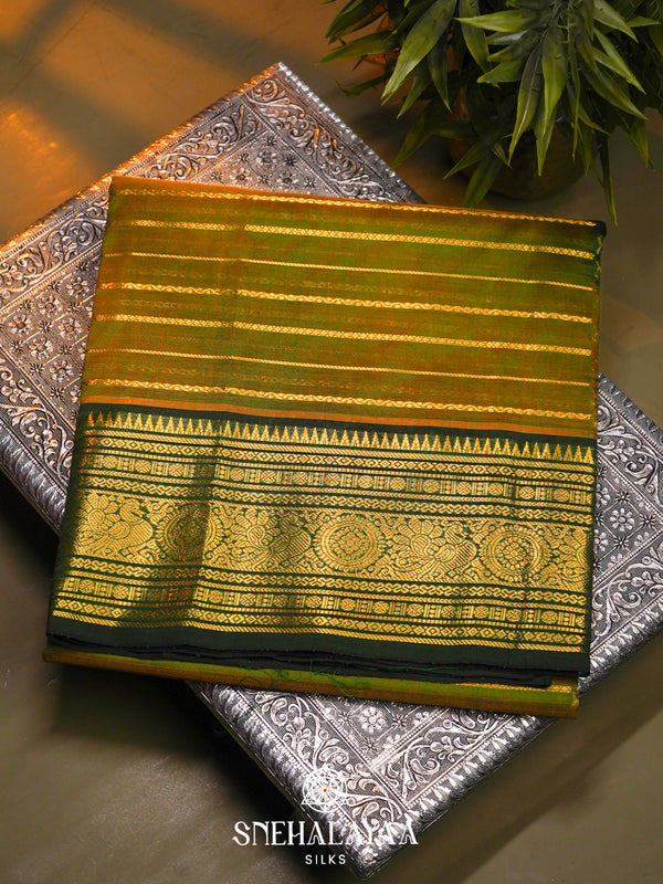 Olive Green Kanchi Silk Cotton Saree