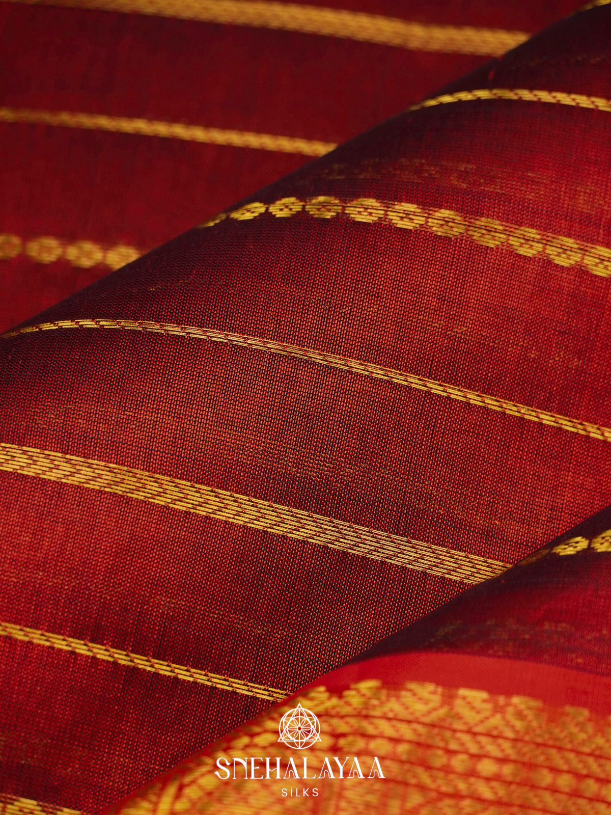 Brick Red Kanchi Silk Cotton Saree