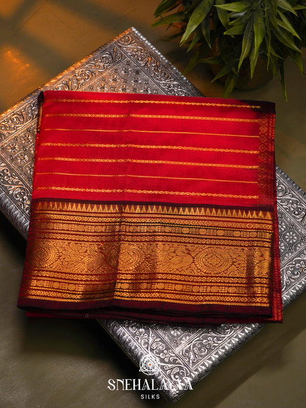 Chilly Red Kanchi Silk Cotton Saree