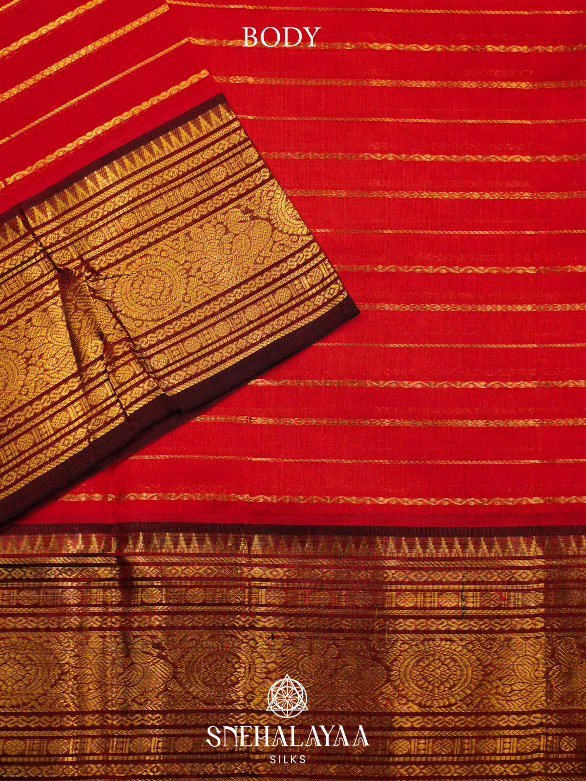 Chilly Red Kanchi Silk Cotton Saree