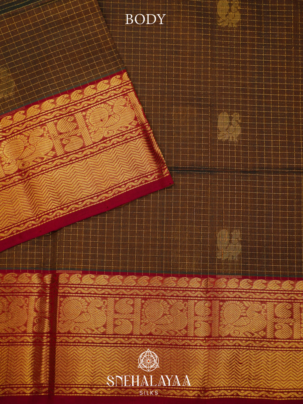 Brown Kanchi Silk Cotton Saree